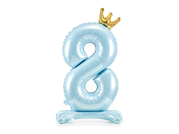 Standing foil balloon Number ''8'' , 84 cm, sky-blue