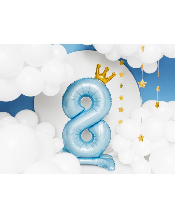 Standing foil balloon Number ''8'' , 84 cm, sky-blue