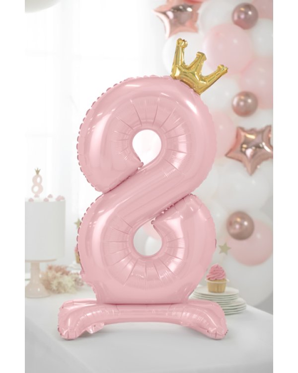  Standing foil balloon Number ''8'' , 84 cm, light pink