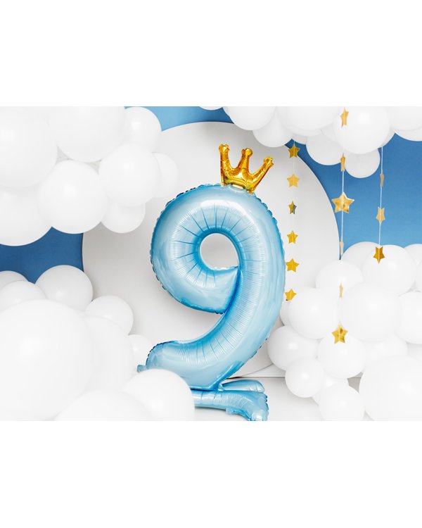  Standing foil balloon Number ''9'' , 84 cm, sky-blue