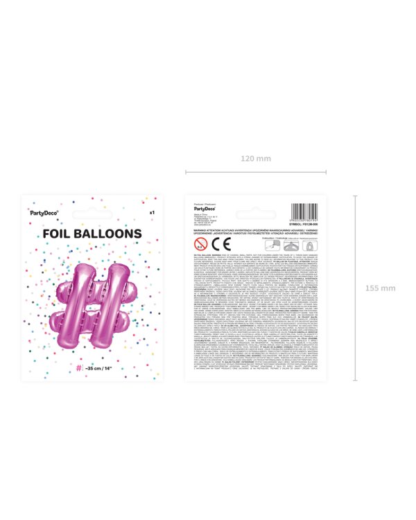 Foil Balloon #, 35cm, dark pink