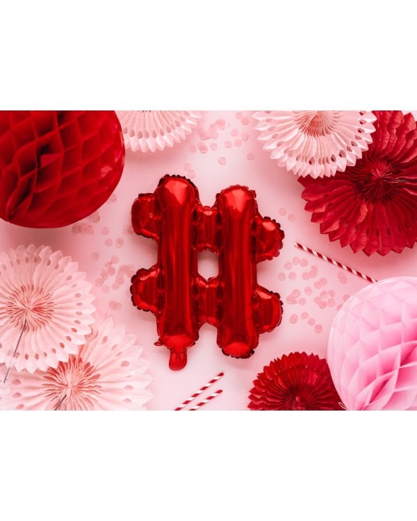 Foil Balloon sign ''#'', 35cm, red