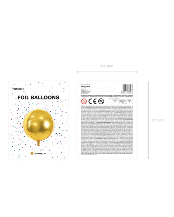 Foil Balloon Ball, 40cm, gold