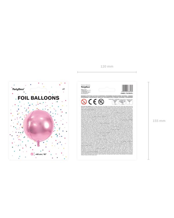 Foil Balloon Ball, 40cm, light pink