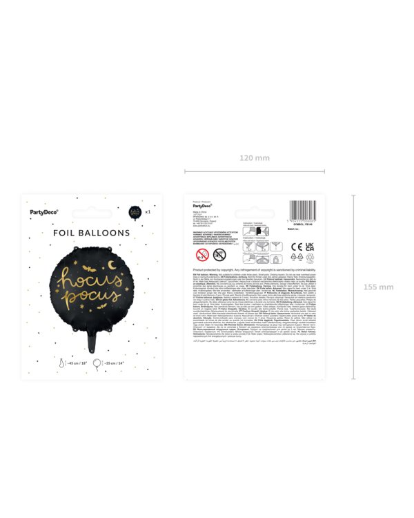Foil balloon Hocus Pocus, 45 cm, black