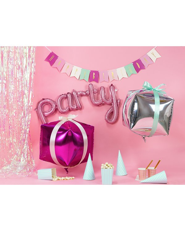 Foil Balloon Cubic, 35x35x35cm, dark pink