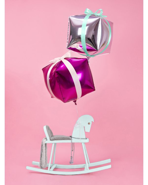 Foil Balloon Cubic, 35x35x35cm, dark pink