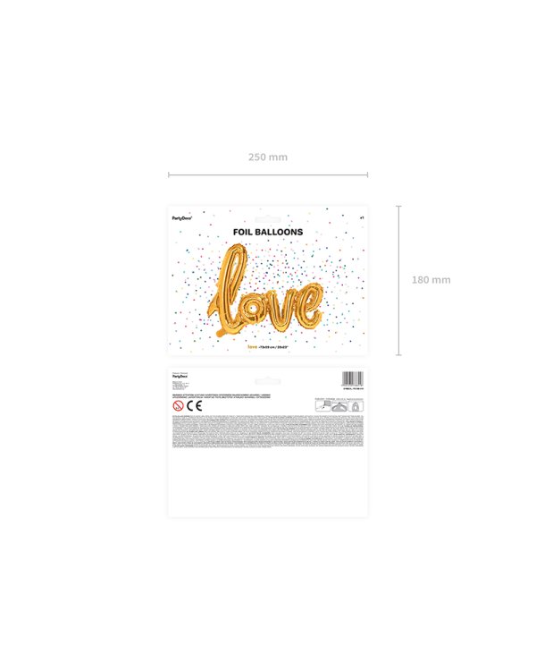 Foil Balloon Love, gold, 73x59cm