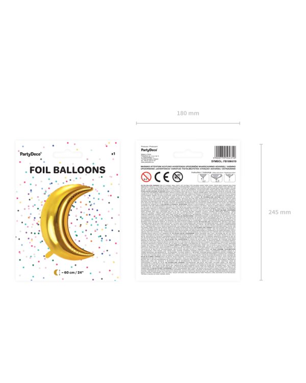 Foil balloon Moon, 60cm, gold