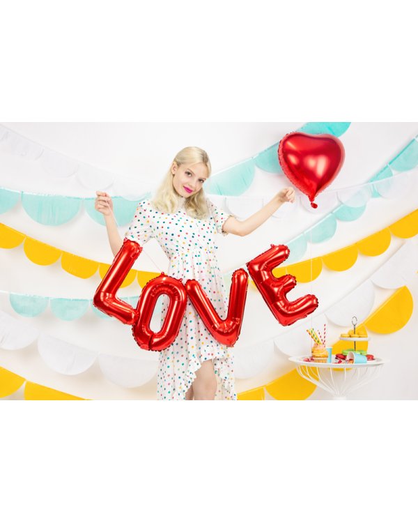 Foil Balloon Love, 140x35cm, red