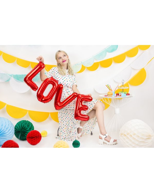 Foil Balloon Love, 140x35cm, red