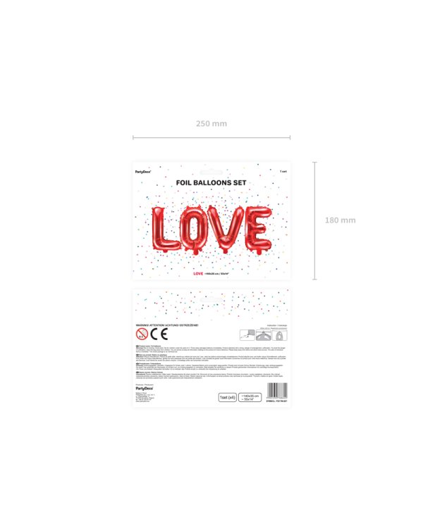 Foil Balloon Love, 140x35cm, red