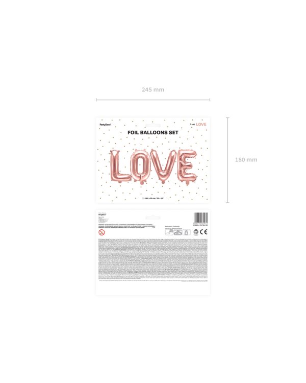 Foil Balloon Love, 140x35cm, rose gold