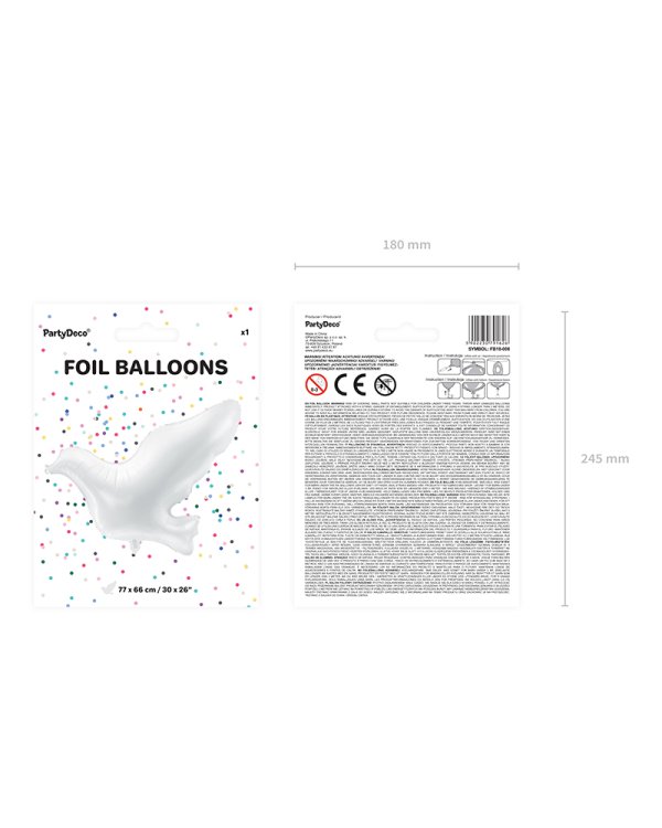 Foil Balloon Dove, white, 77x66cm