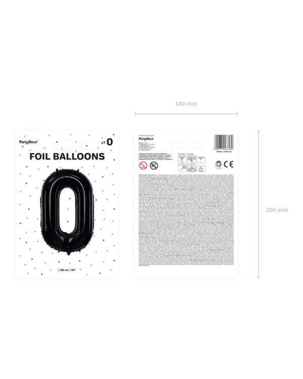 Foil Balloon Number ''0'', 86cm, black