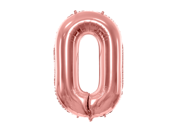 Foil Balloon Number ''0'', 86cm, rose gold
