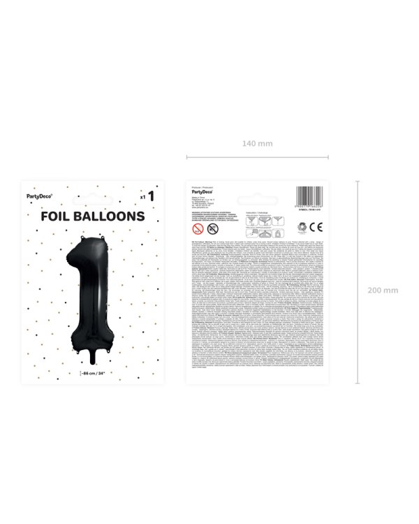 Foil Balloon Number ''1'', 86cm, black