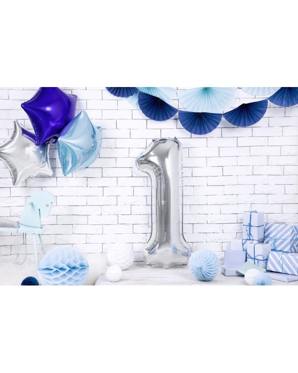 Foil Balloon Number ''1'', 86cm, silver
