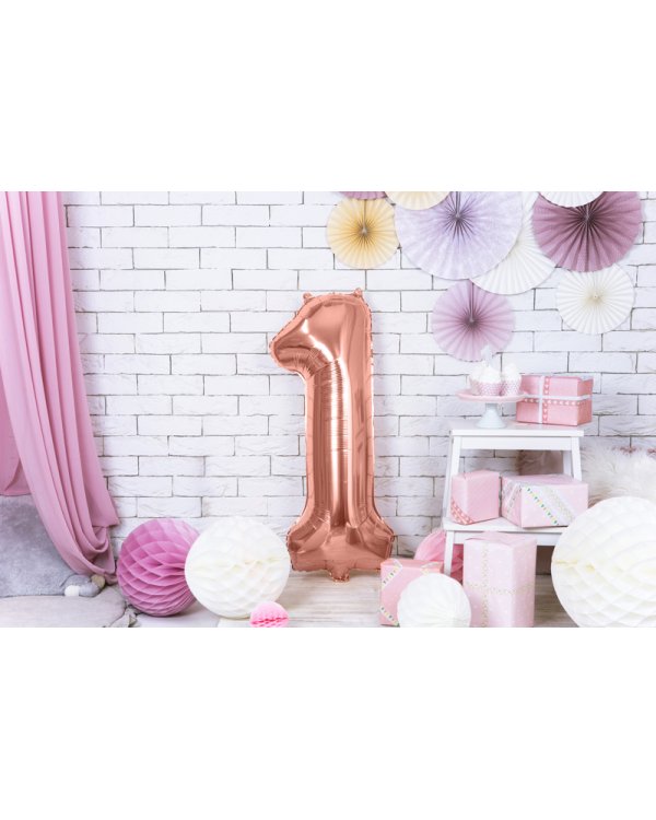 Foil Balloon Number ''1'', 86cm, rose gold