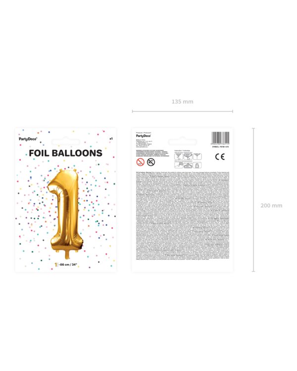 Foil Balloon Number ''1'', 86cm, gold