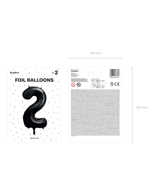 Foil Balloon Number ''2'', 86cm, black