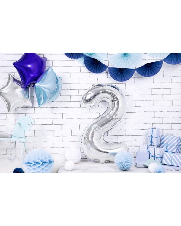 Foil Balloon Number ''2'', 86cm, silver