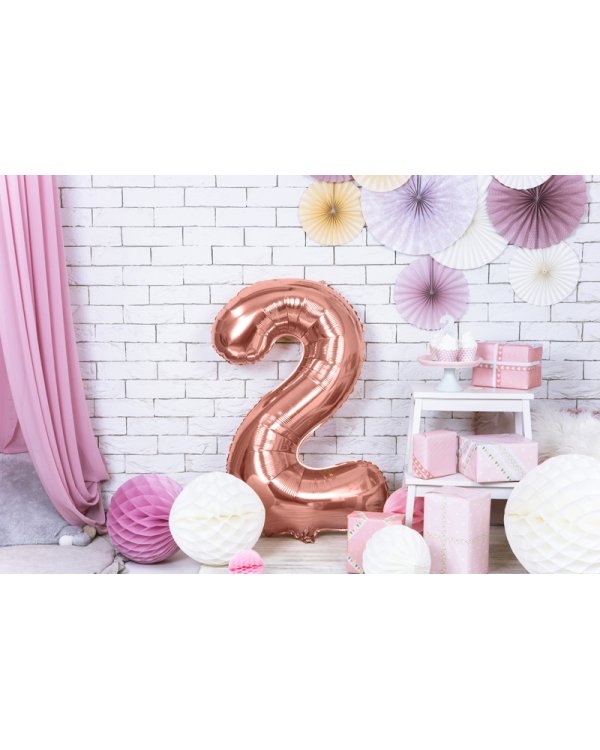 Foil Balloon Number ''2'', 86cm, rose gold