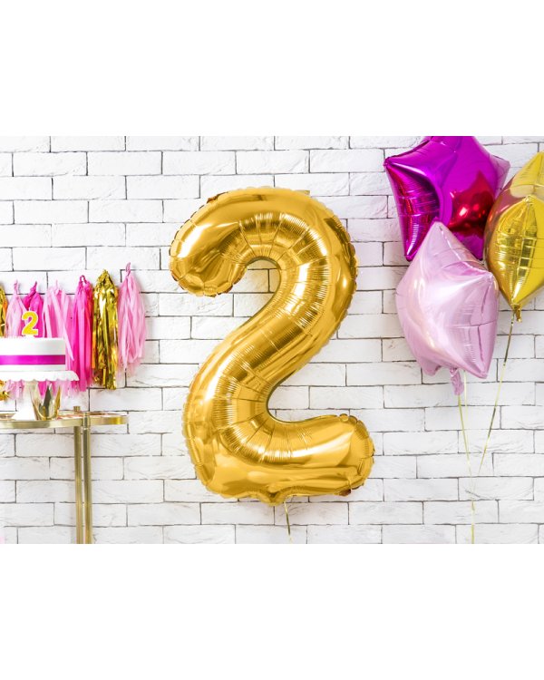 Foil Balloon Number ''2'', 86cm, gold