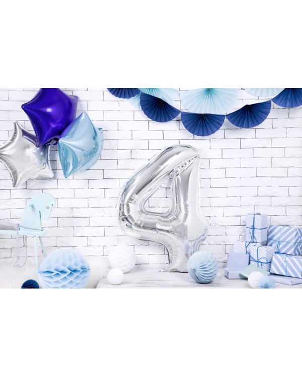 Foil Balloon Number ''4'', 86cm, silver