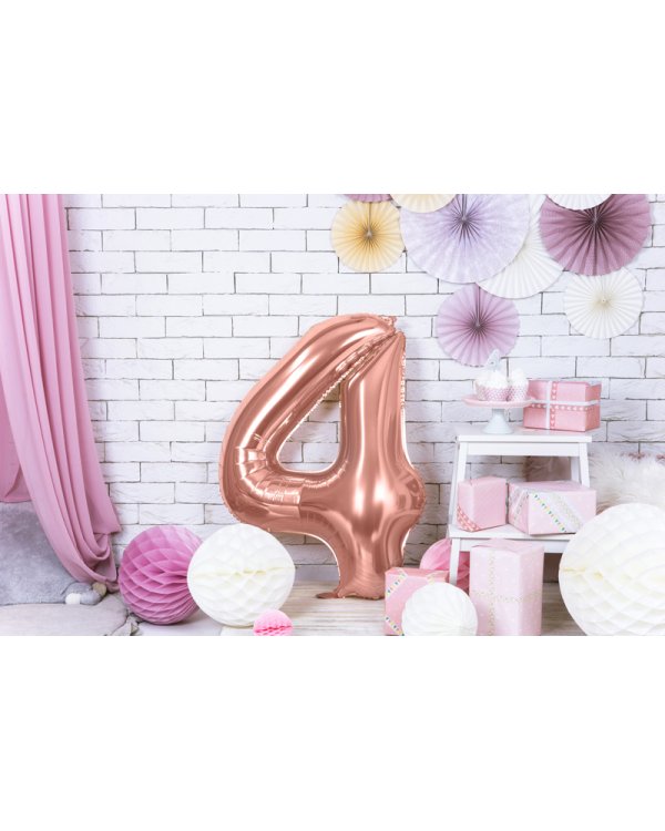 Foil Balloon Number ''4'', 86cm, rose gold