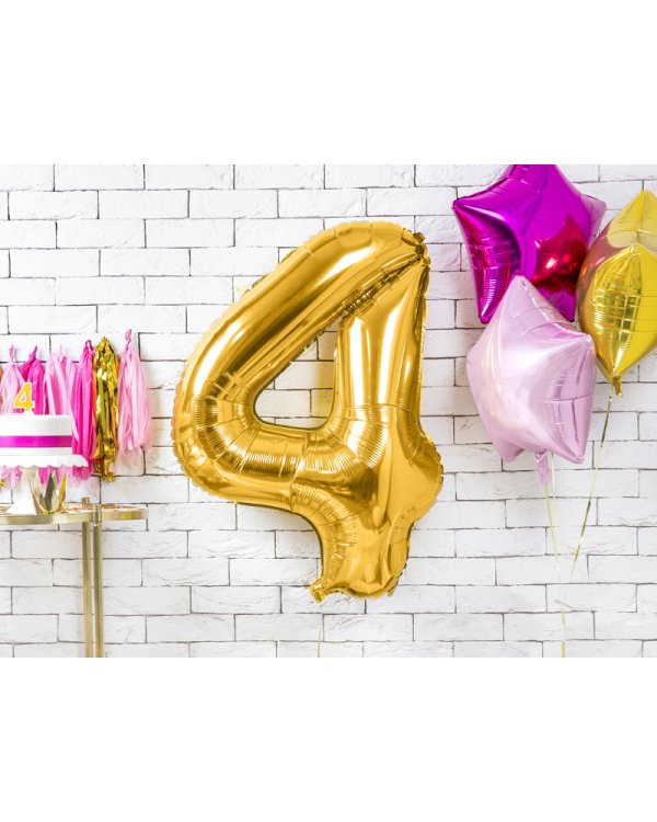 Foil Balloon Number ''4'', 86cm, gold