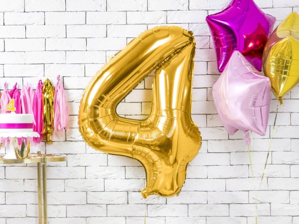 Birthday candle Number 4, gold, 7cm