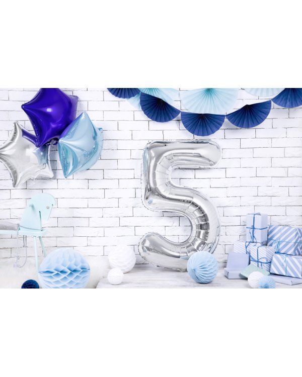 Foil Balloon Number ''5'', 86cm, silver
