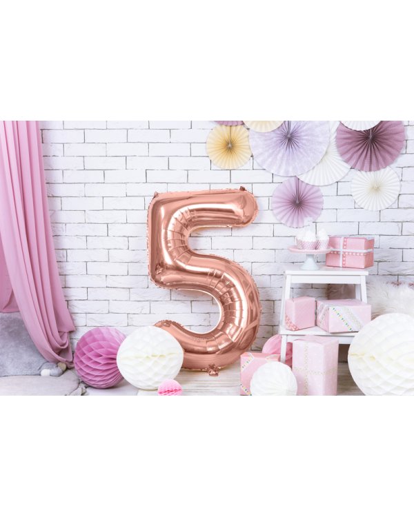 Foil Balloon Number ''5'', 86cm, rose gold