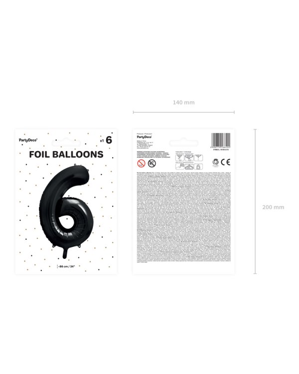 Foil Balloon Number ''6'', 86cm, black