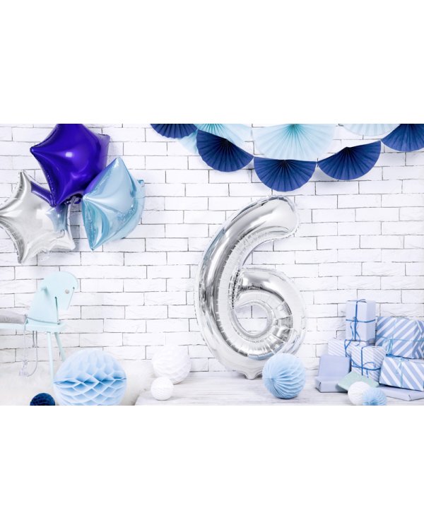 Foil Balloon Number ''6'', 86cm, silver