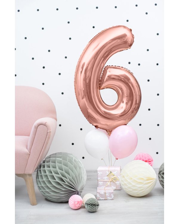 Foil Balloon Number ''6'', 86cm, rose gold