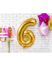 Birthday candle Number 6, gold, 7cm