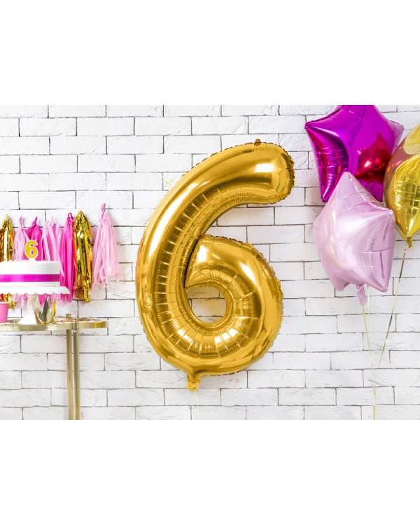 Foil Balloon Number ''6'', 86cm, gold