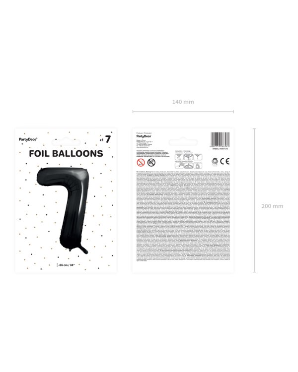 Foil Balloon Number ''7'', 86cm, black