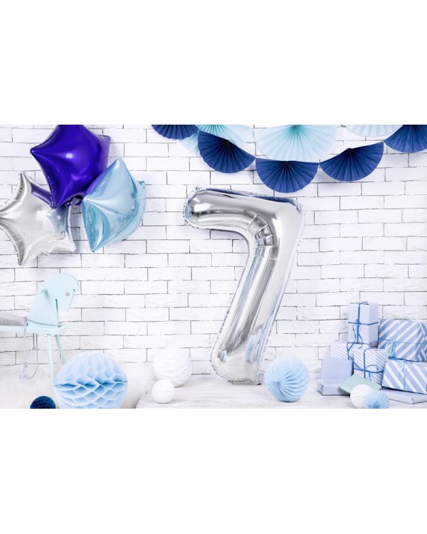 Foil Balloon Number ''7'', 86cm, silver