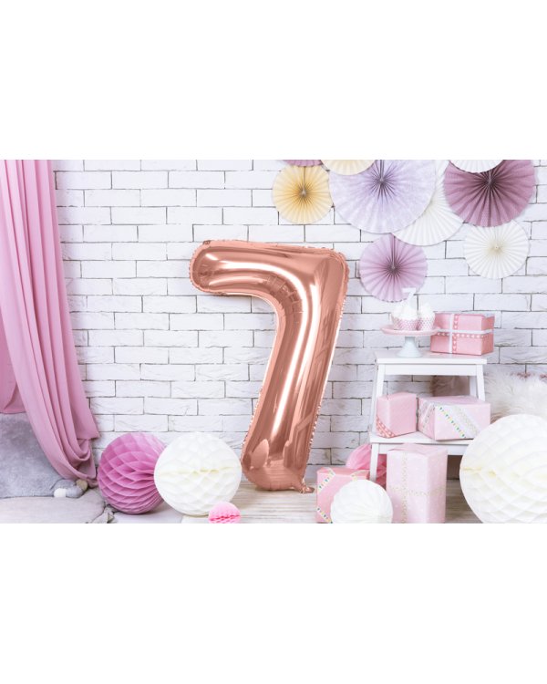 Foil Balloon Number ''7'', 86cm, rose gold