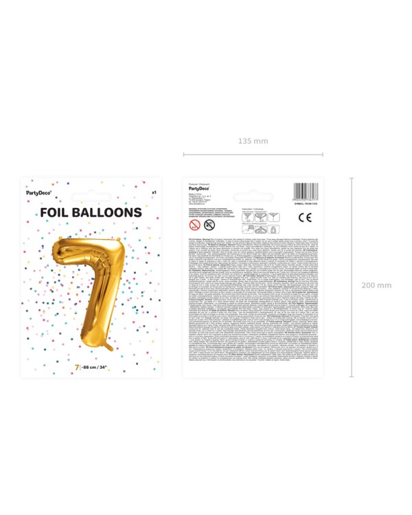 Foil Balloon Number ''7'', 86cm, gold