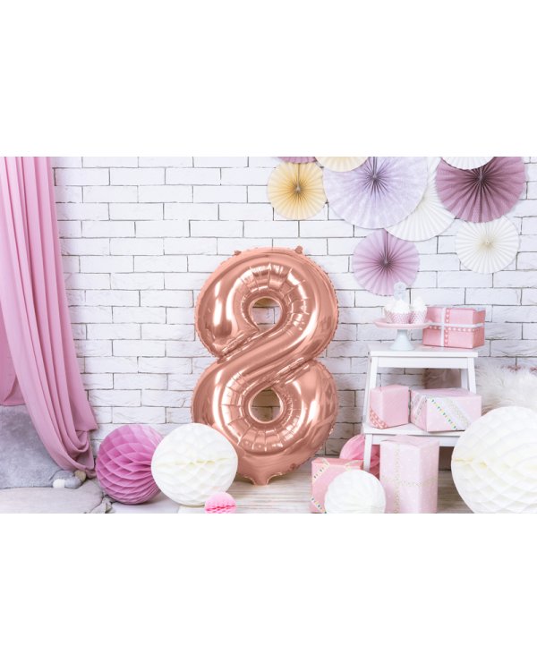 Foil Balloon Number ''8'', 86cm, rose gold