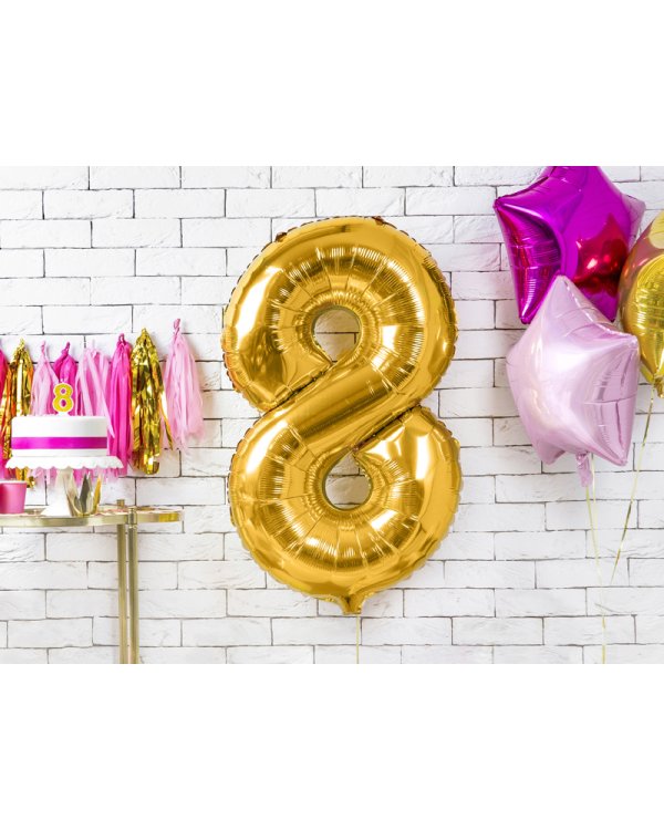 Foil Balloon Number ''8'', 86cm, gold