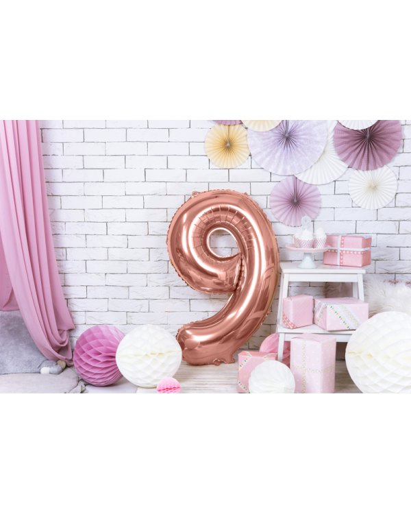 Foil Balloon Number ''9'', 86cm, rose gold