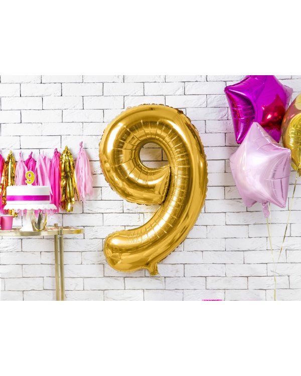 Foil Balloon Number ''9'', 86cm, gold