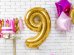 Birthday candle Number 9, gold, 7cm