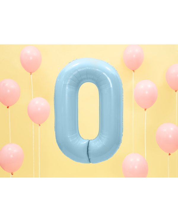 Foil Balloon Number ''0'', 86cm, light blue
