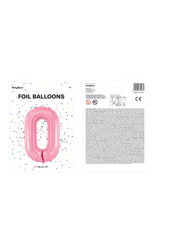 Foil Balloon Number ''0'', 86cm, pink